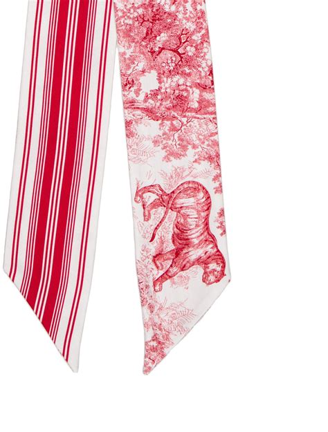 Toile de Jouy Sauvage Mitzah Scarf Ivory and Red Silk Twill 